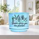 Iridescent Blue Ceramic Pot - Bloom Where You Are Planted