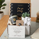 Cat Memorial Gift Box for sale, handmade cat sympathy gift box with message card, cat memorial gift box to remember beloved pet, cat memorial care package for grieving friend, cat remembrance gift box thinking of you