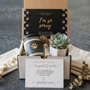 Dog Memorial Gift Box for sale, dog memorial gift box for pet loss sympathy, sympathy gift for loss of dog with memorial items, pet remembrance gift box for grieving dog owner, handmade dog sympathy gift box with message card