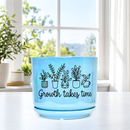 Iridescent Blue Ceramic Pot - Growth Takes Time