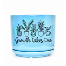 Iridescent Blue Ceramic Pot - Growth Takes Time