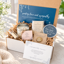 sympathy gift box for sale, small sympathy gift box to show you care, handmade sympathy gift box with personalized note, sympathy gift for family member loss