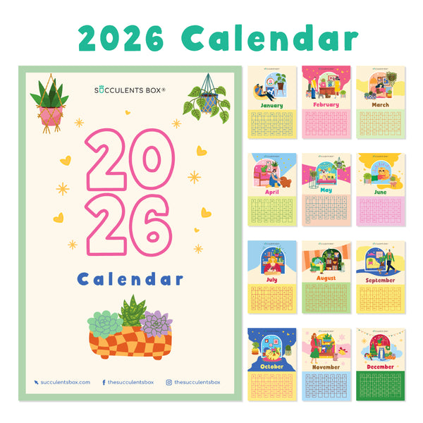 succulent desk calendar Free 2026 Printable Calendar: Succulent & Houseplant Monthly Planner