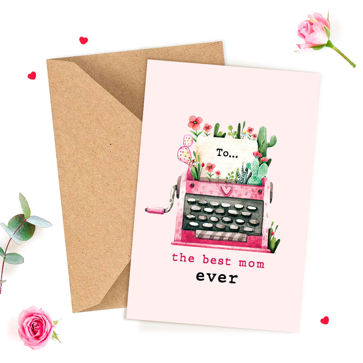 Best Mom Ever Card for Sale Online, Mother's Day Succulent Card, Buy Succulents Greeting Card