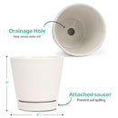 6 inch white pot for houseplants, indoor pots for sale, white ceramic pots with drainage hole and saucer, large pots for succulents