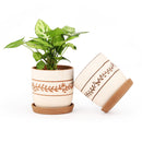 Horizontal Leaf Pattern Pot, terracotta pot, unique terracotta pots