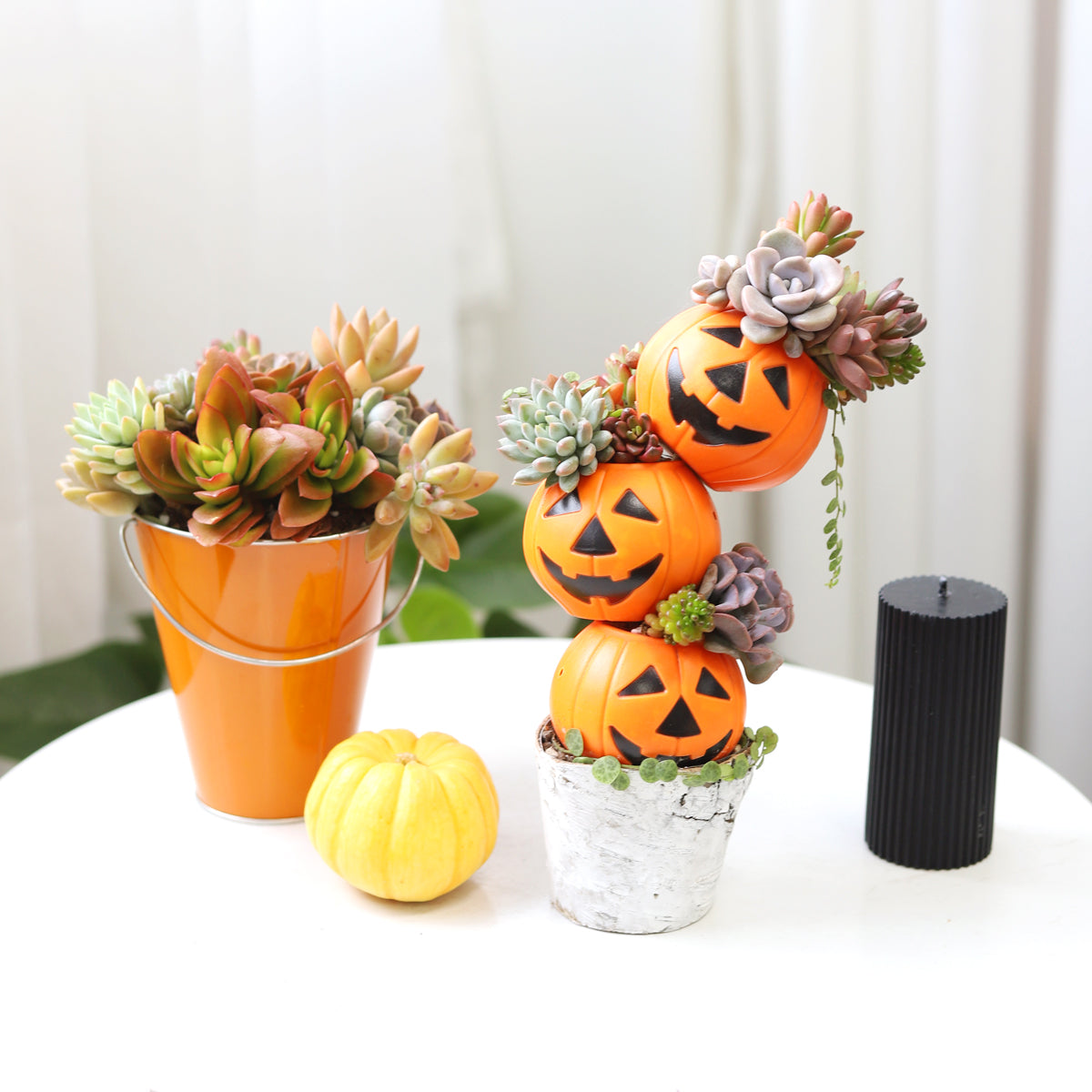Smiling Jack-o&#39;-Lantern Halloween Bucket for Sale, Halloween Candy Bucket Large, Smiling Jack-o&#39;-Lantern Halloween Bucket for Succulent Arrangements