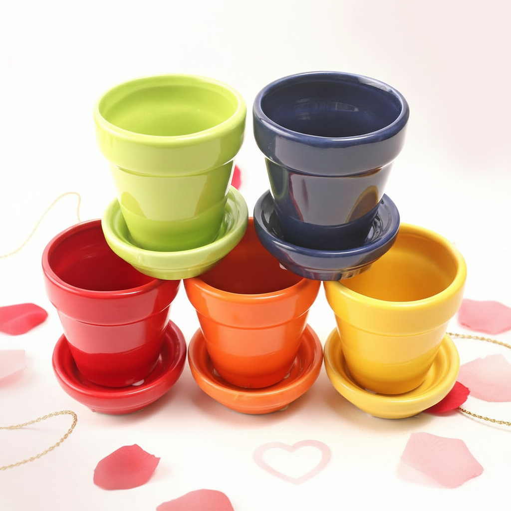 Fruit Pot &amp; Saucer Set (multiple colors)