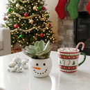 Tiny Tot Snowman Planter with Live 2-inch Succulent, Indoor Mini Plant, Small 2-inch succulent holiday decor