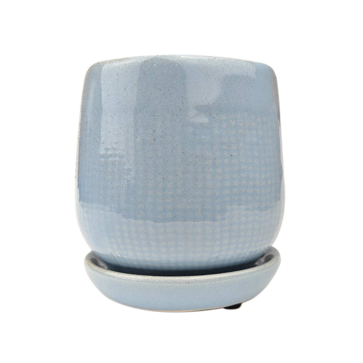 4 inch Blue Ceramic Pot with Saucer, buy pots for indoor plants, plant pots with drainage holes and saucer, unique plant pots with drainage