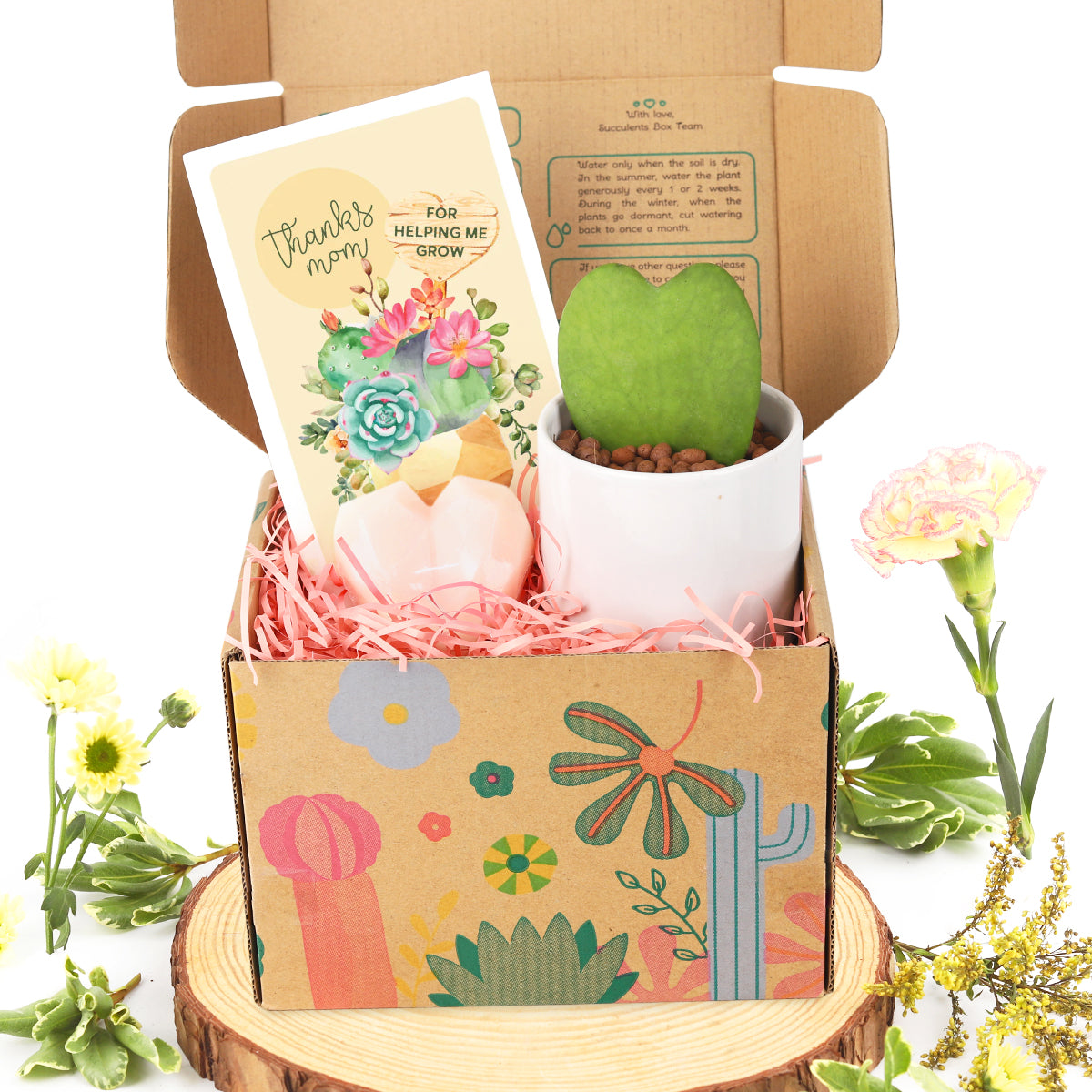 2024 mother's day gift box, hoya kerri heart as gift, gift box for mom, mother's day gift box, customized gift box, gift box with greeting card