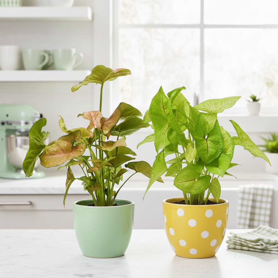 buy plants with pots Vibrant Greenery Duo: Random Syngonium Variety 2-Pack (4" Pots) by Succulents Box