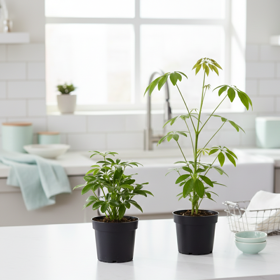 Lush Greenery 2-Pack Random Schefflera Variety Bundle 4" Pots, 4" Live Umbrella Plants for sale, easy care office plants