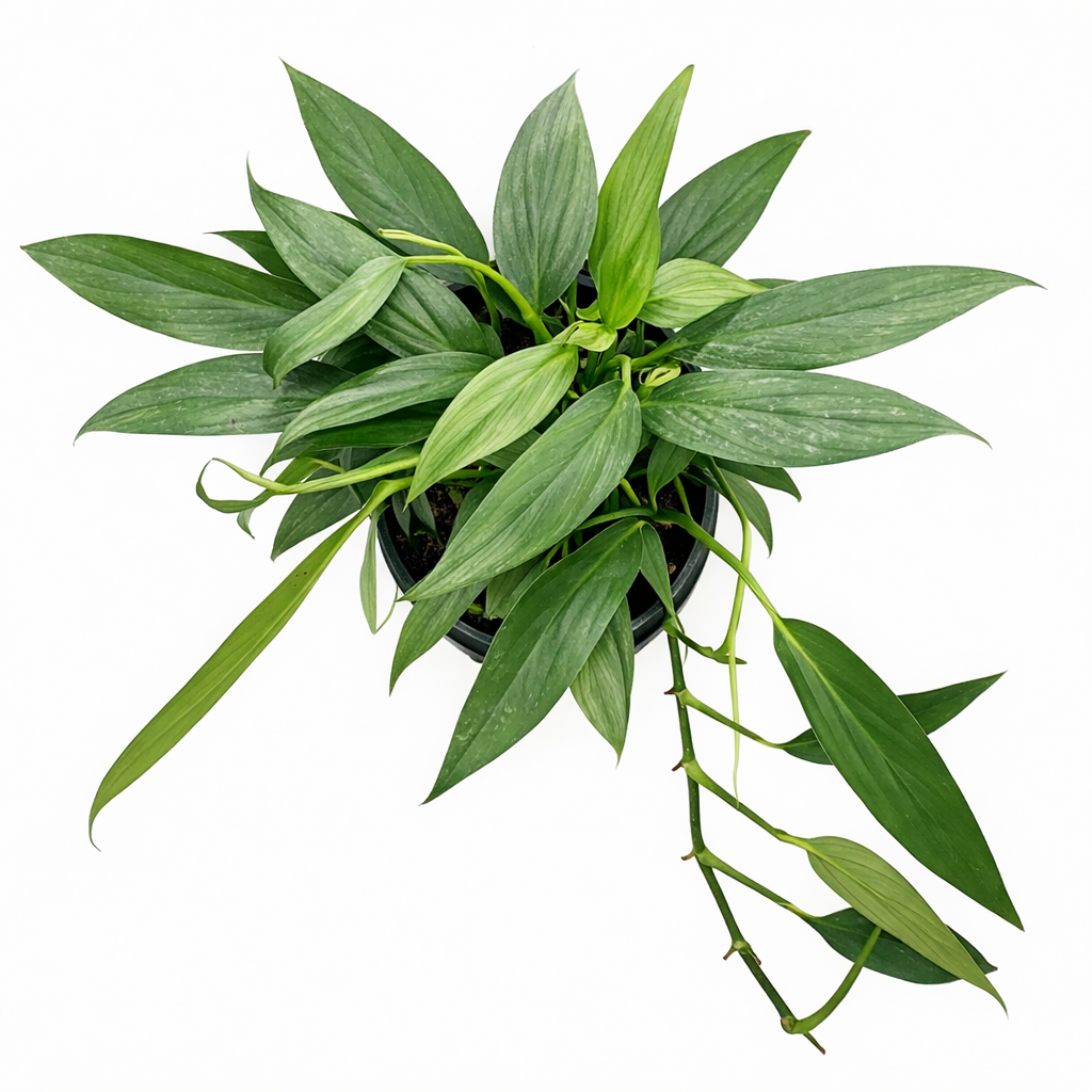 Pothos Silver Streak Long-Leaf Trailing Tropical Houseplant decorative ceramic pot, Rare Silver-Veined Plant 4 inch pot for sale online, Best climbing plants for moss poles