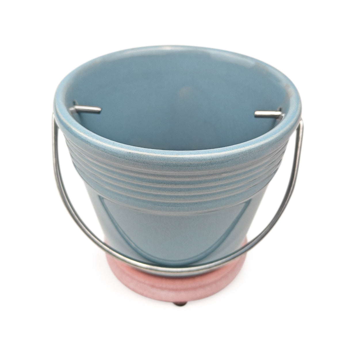 4 inch Blue Terracotta Pail Pot with Saucer