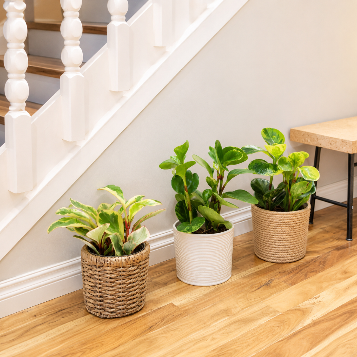 4 inch 3 Different Peperomia Plants – Baby Rubber Plants for sale. This variety pack includes three different Baby Rubber Plants, each featuring thick, glossy foliage and unique leaf shapes that bring natural beauty to any indoor space. These easy-care houseplants thrive in bright, indirect light and prefer well-draining soil with moderate watering. This plant bundle is perfect for homes, offices, and anyone looking to grow a diverse indoor plant collection.