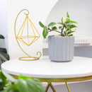 5&quot; Vertical Ridge Pattern Round Ceramic Flower Pot for Home Office Decor, 5&quot; White Vertical Stripes Ceramic Cylinder Houseplant Pot, Decorative Ceramic Flower Pot 5 inch Size, 5 inch Glazed Ceramic Planter with Drainage Hole for Succulent and Houseplant