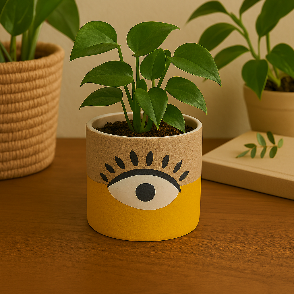 plant pot sales near me 3 inch Mystical Eye Ceramic Pot - Small Succulent Pots For Sale Near Me