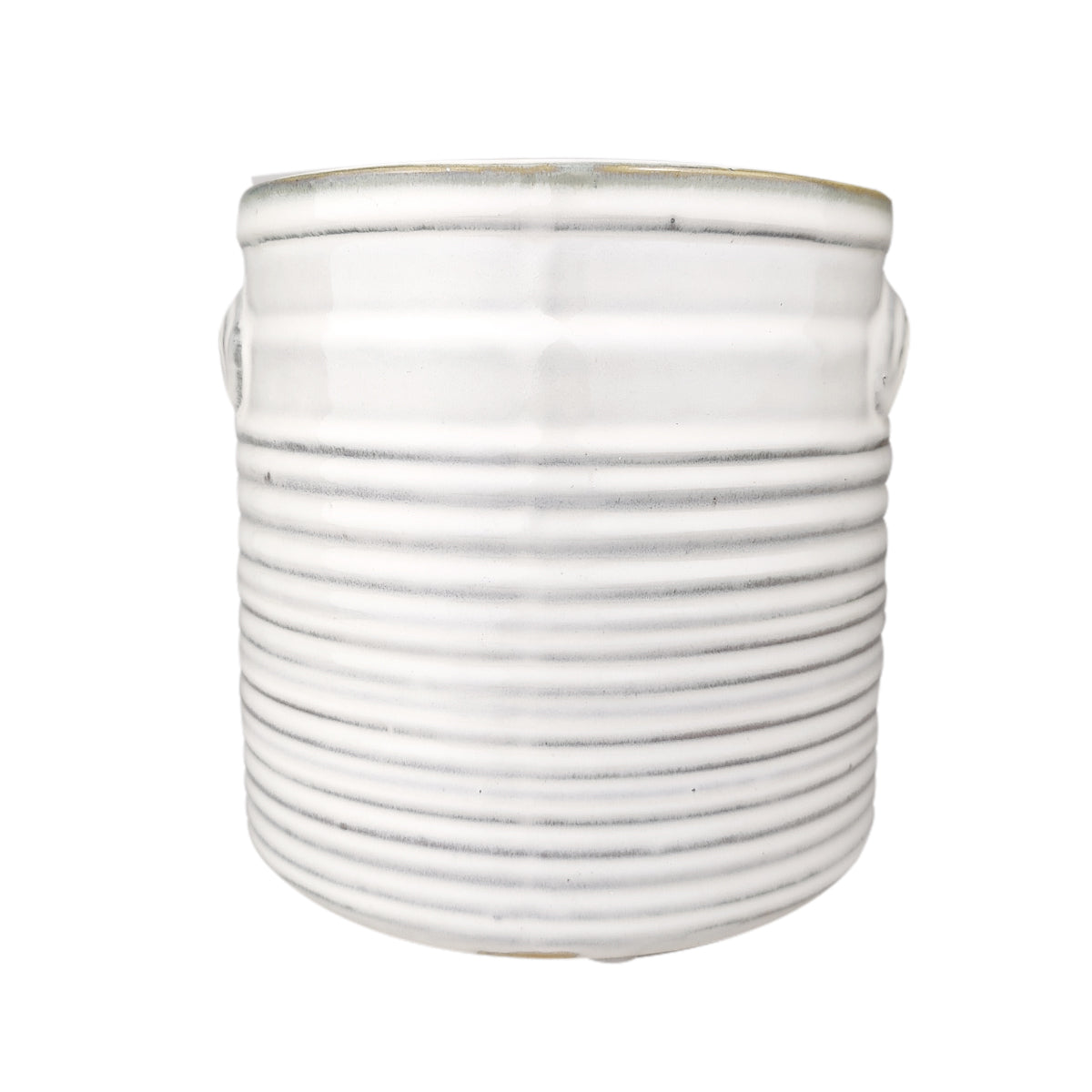 White Ribbed Ceramic 6 inch Pot - Decorative Planter for Home & Garden ...