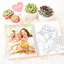 12-page custom coloring book from photos, personalized Mother's Day gift coloring book from family photos