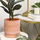 Ceramic Pot with Coaster for Succulent and Houseplant, Ceramic Pottery Succulent Planter for Sale, 6&quot; Decorative Triangle Geometric Ceramic Planter with Attached Saucer, 6&quot; Triangle Pattern Flower Pot with Drainage Hole