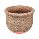 5.5 inch Orange &amp; Nature Reed Round Cement Pot