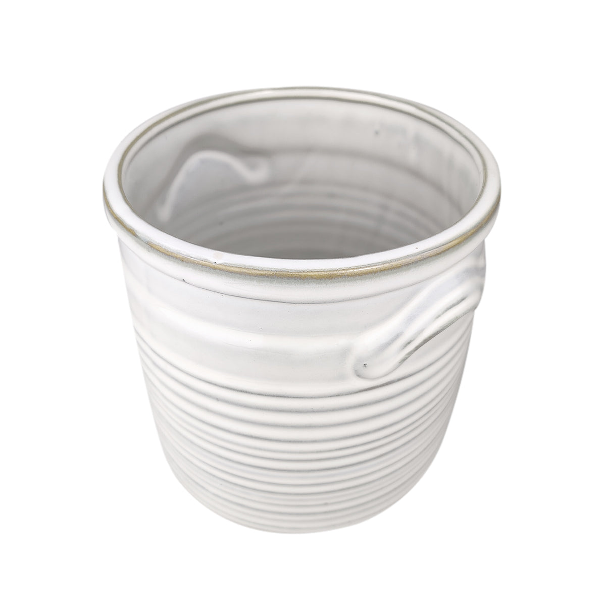 white ribbed plant pot White Ribbed Ceramic 6 inch Pot - Decorative Planter for Home & Garden