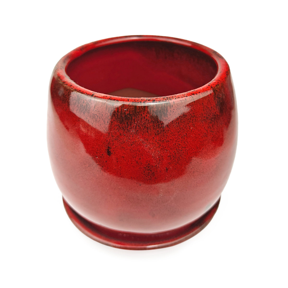 red pot plant 6 inch Crimson Red Ceramic Pot with Saucer - Perfect for Live Indoor Plants