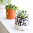 Tribal Geometric Ceramic Pot for sale, Pot for cactus and succulent, modern style home decor, flower pot for sale, succulent pot for sale