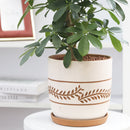 Horizontal Leaf Pattern Pot, terracotta pot, unique terracotta pots