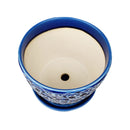 Blue Ceramic Mediterranean Bell Pot, 3 inch ceramic blue pots, ceramic pot with saucer, blue ceramic pots with drainage holes for sale online