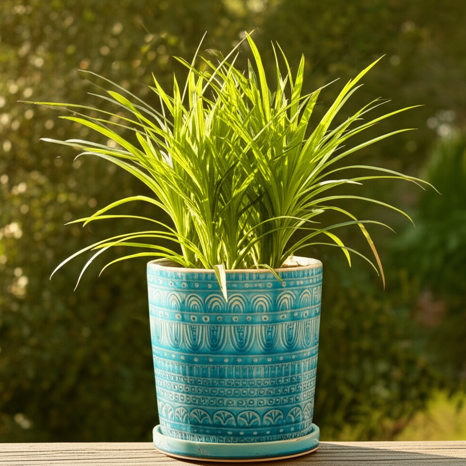 8 inch Teal Bohemian Arc Pot for sale, Decorative Ceramic Pot for Succulents and Houseplants