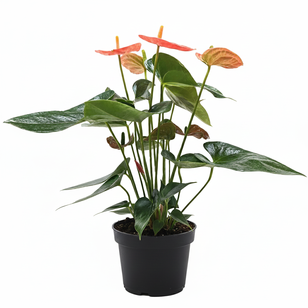 6 inch Anthurium 'Orange', 6 inch flowering houseplants, buy tropical live plants online, xmas gifts for plant lovers