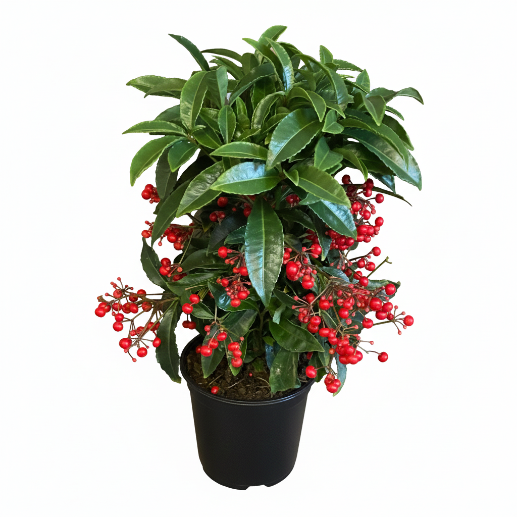 Ardisia 'Red' Live Plant - Coral Berry (Ardisia crenata), Glossy Evergreen Shrub with Vibrant Red Berries