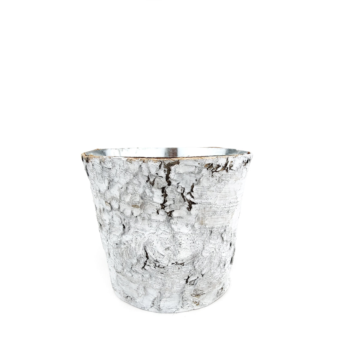 Birch Pot with Zinc, Natural Birch Bark Covered Zinc Planter Pot, White Birch Bark with Zinc, Small Birch Pot with Zinc, Birch Pot with Zinc 3&quot; x 2.5&quot; for Sale