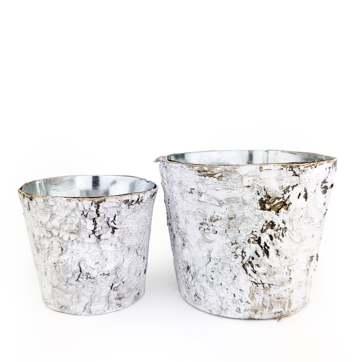 Birch Pot with Zinc, Natural Birch Bark Covered Zinc Planter Pot, White Birch Bark with Zinc, Small Birch Pot with Zinc, Birch Pot with Zinc 3.75&quot; x 3&quot;, Rustic Designed Birch Pot with Zinc
