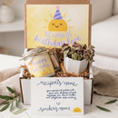 Birthday Succulent Gift Box for sale, birthday gift box for her with live succulent, handmade birthday succulent gift box with note, succulent birthday gift box for coworker, birthday succulent gift box for best friend