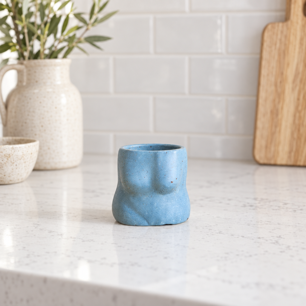 modern navy Boobie Airplant Holder for sale, sleek concrete navy color contemporary design shelf accent, ideal for small spaces, a unique present for plant lovers.