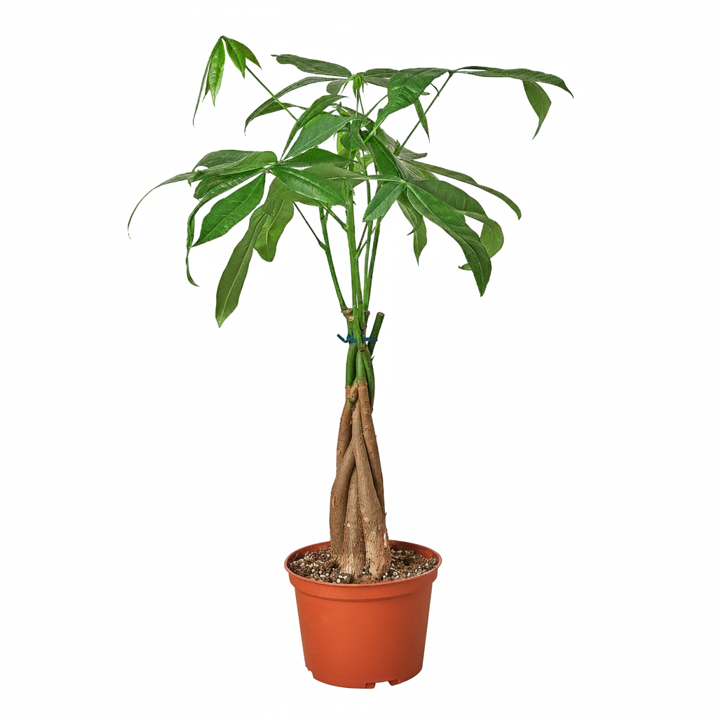 6 inch Braided Pachira Stump Money Tree, easy care indoor plants, feng shui houseplants