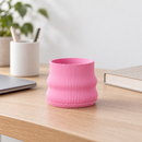 charcoal Bubble Ribbed Planter for sale, 6 inch eco friendly ribbed pot, stylish shelf display, thoughtful home decor gift
