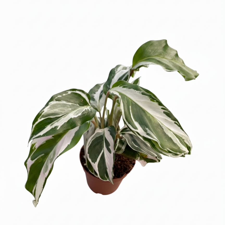 2 inch Calathea White Fusion, variegated foliage plants, decorative indoor plant, prayer plant for sale