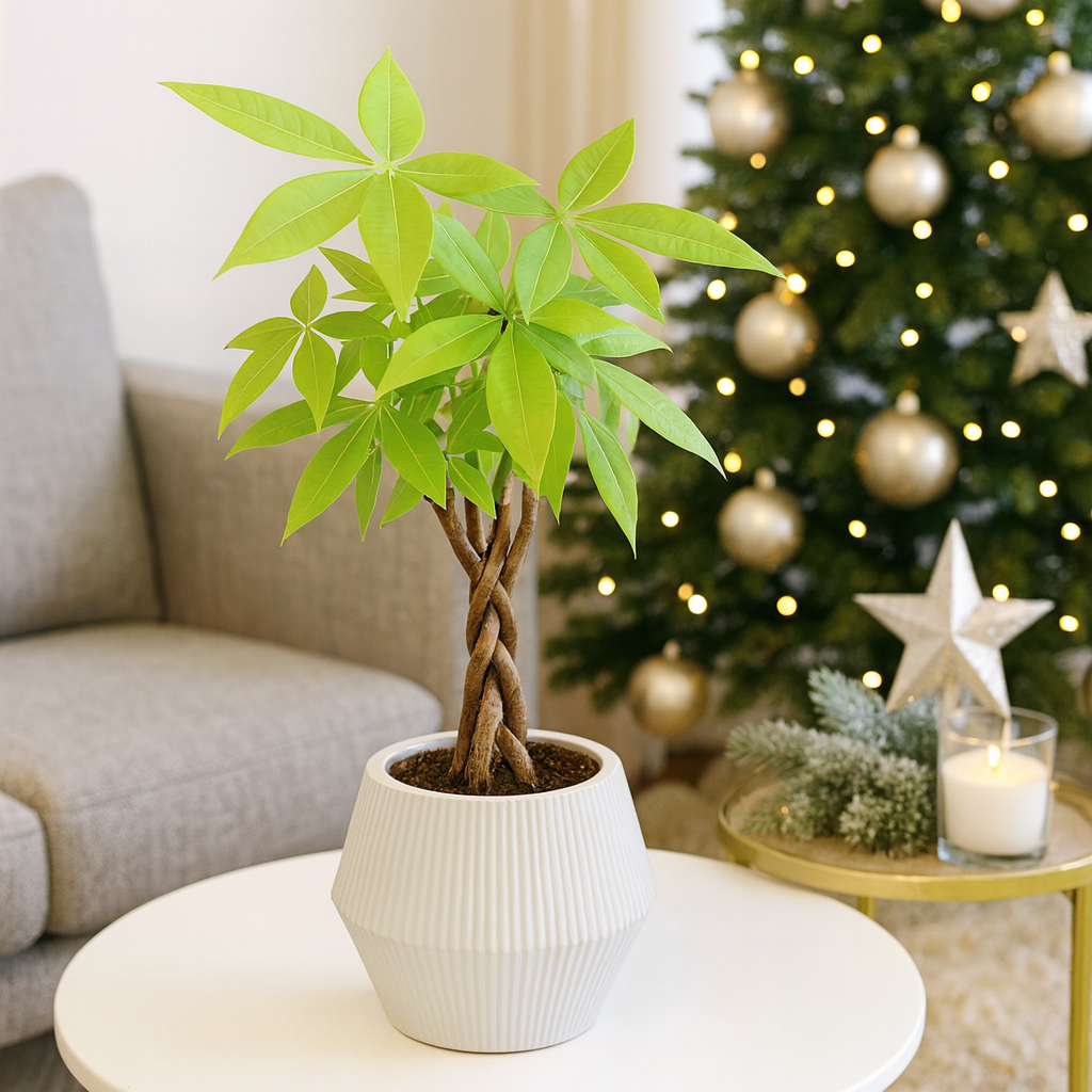 4 inch Braided Pachira Stump Money Tree, holiday plant decoration, gift for plant lovers 2025, holiday gifts for sale