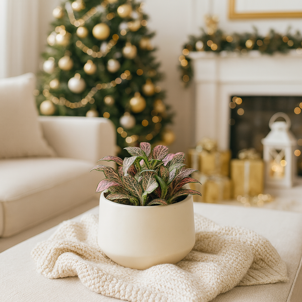Pink Nerve Plant Fittonia, live plants for holiday decor, xmas home decoration, buy live plants online, live plants for sale