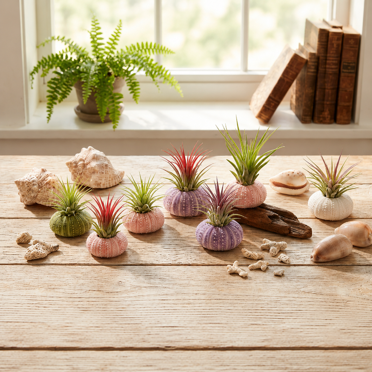 Purple Urchin with Assorted Tillandsia Air Plant