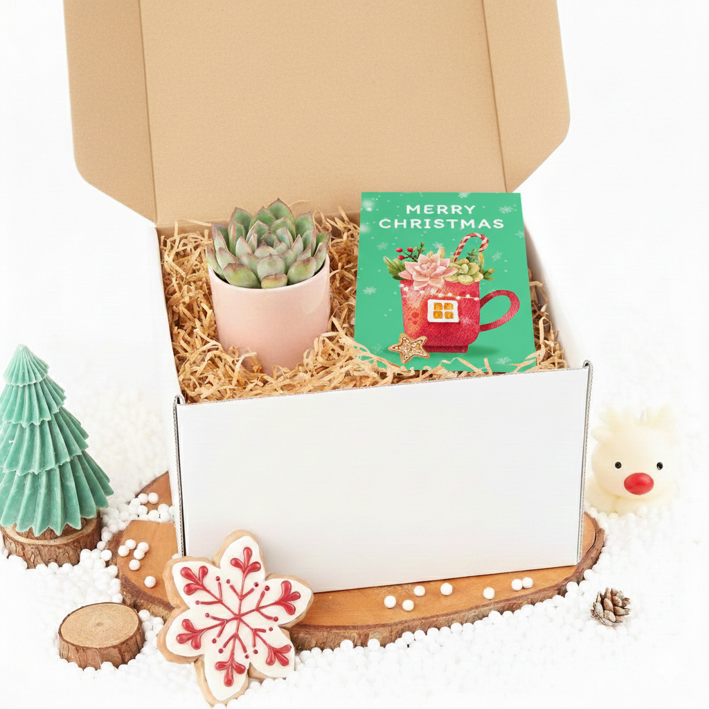 Christmas Gift Box - 1 Succulent, xmas gifts for girls, last minute holiday gifts, buy christmas gift set online