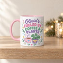 15 oz Coffee &amp; Plants Cute Pastel Personalized Mug for sale, generous capacity personalized ceramic mug featuring adorable coffee plant themed cute pastel artwork, customizable with recipient name or special message for thoughtful presentation, smooth glazed surface with vibrant plant and coffee motif design, excellent gift mug for desk plant displays and morning ritual moments, meaningful personalized keepsake gift for botanical coffee lovers