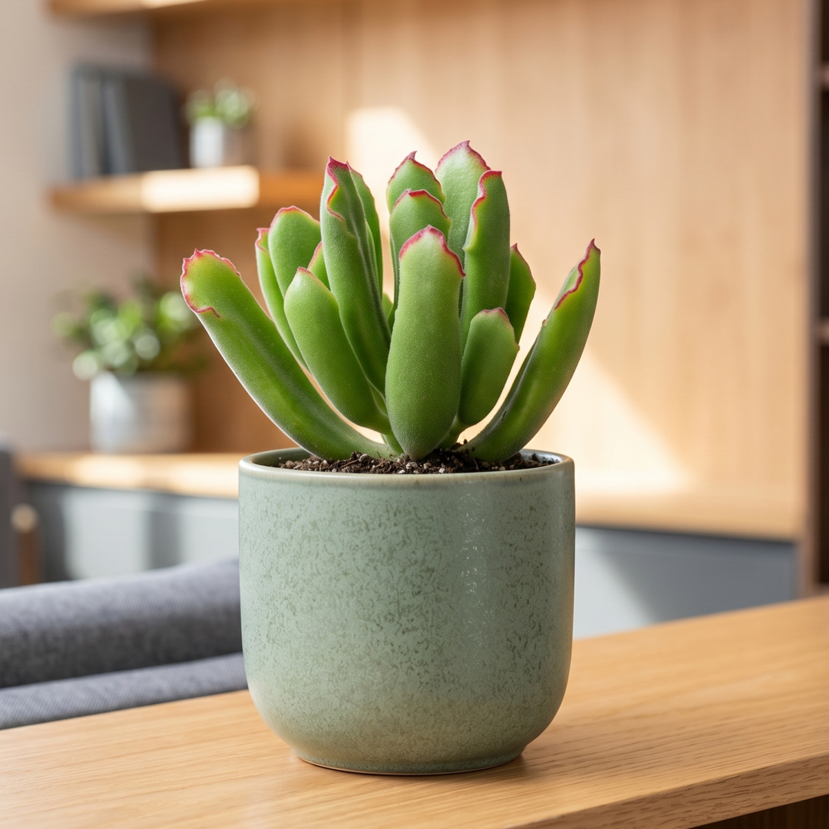 buy cotyledon campanulata vingers live succulent 2 inch online, fuzzy finger-like green leaves with red wavy tips, compact rosette growth, drought tolerant care, architectural desk accent, unique collector gift