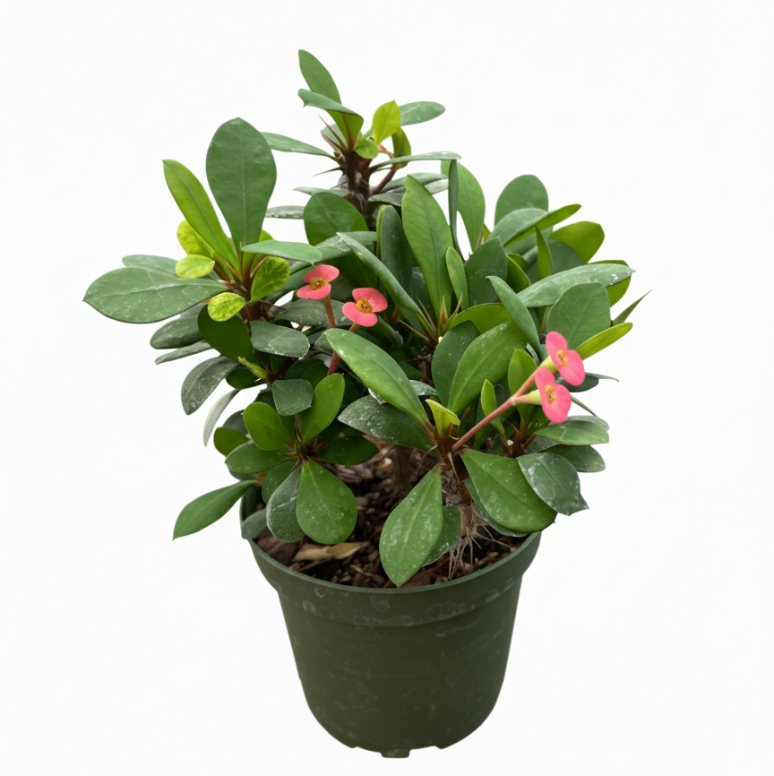 4 inch pink crown of thorn, pink flowering houseplants, plants for sale, buy live plants online