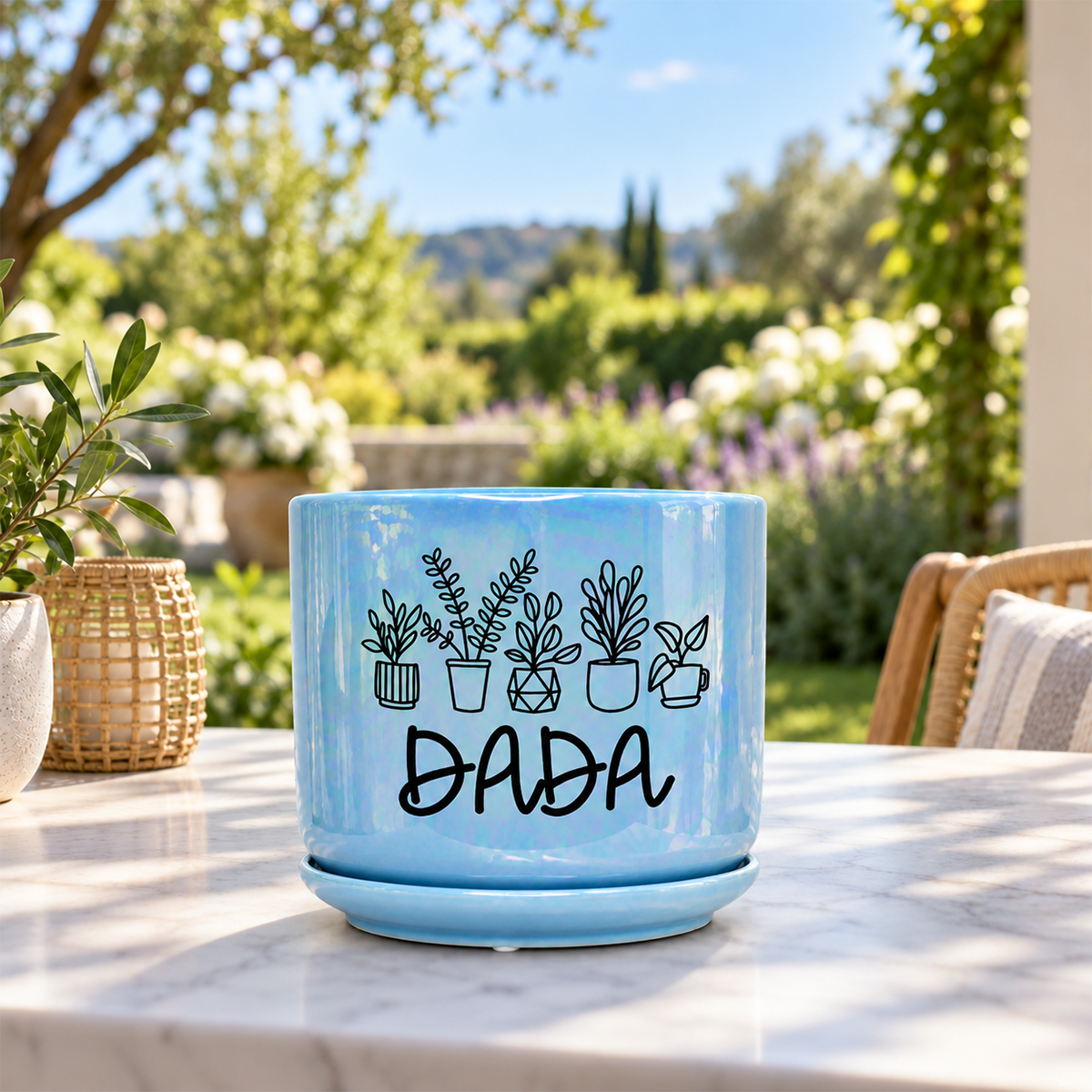 Iridescent Blue Ceramic Pot - DADA