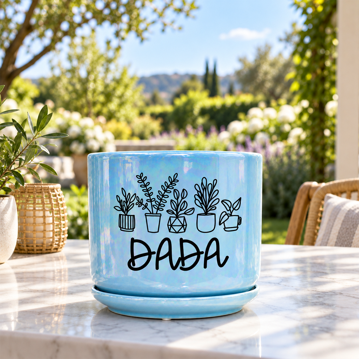 Iridescent Blue Ceramic Pot - DADA